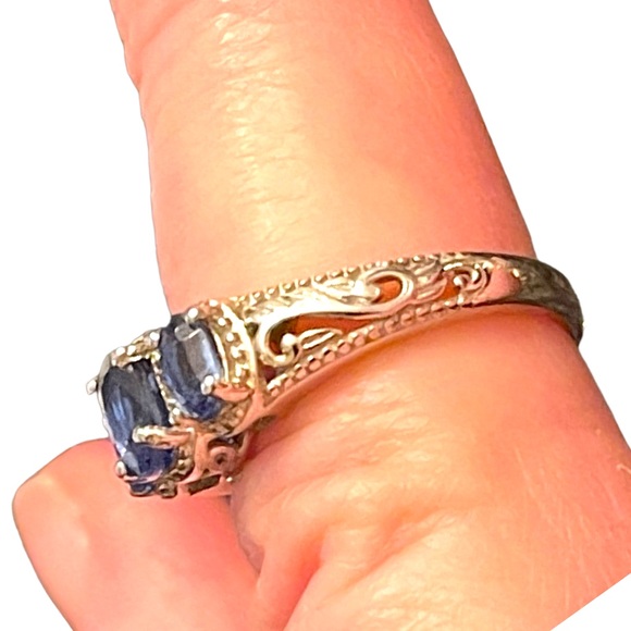 Stunning DJOY sapphire sterling silver ornate 925 ring high quality design - Picture 9 of 11